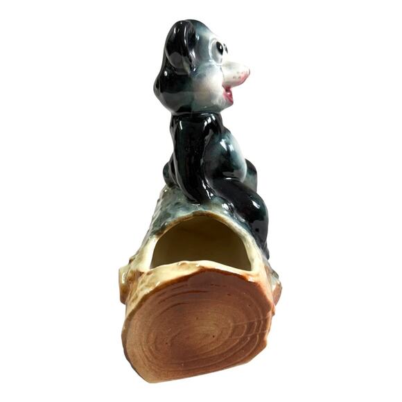 Vintage Ceramic Planter Bear on Log American Bisque Retro MCM Country Succulent - Picture 6 of 10